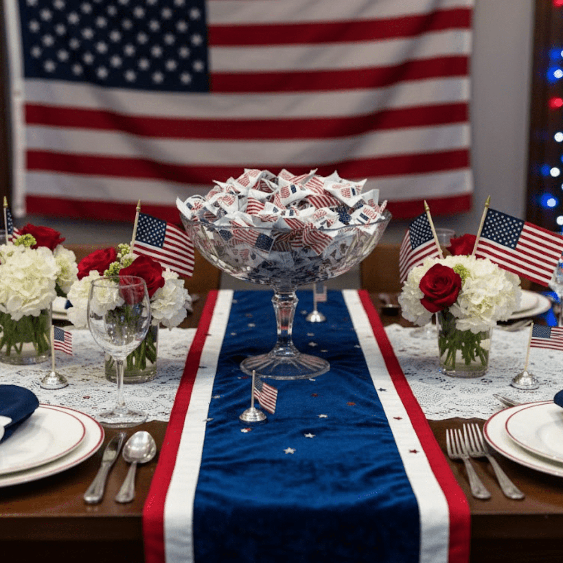 USA Flag Buttermints 216ct – Patriotic Candy for 4th of July, Memorial Day, Veterans Day, American Flag Candy, Red White and Blue Snacks, Buttermints Individually Wrapped in Bulk - Tree Treasures