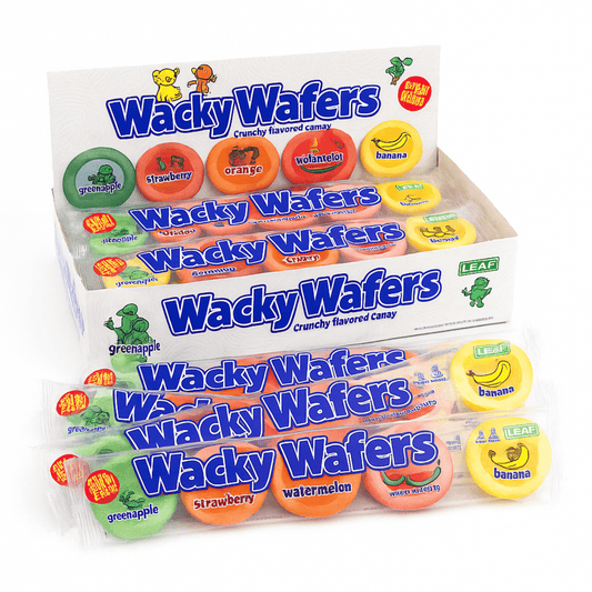 Wacky Wafers 1.2 oz – Assorted Fruit Flavored Sugar Wafers, 4 - Pack Nostalgic Candy Favorite - Tree Treasures