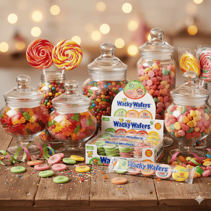 Wacky Wafers 1.2 oz – Assorted Fruit Flavored Sugar Wafers, 4 - Pack Nostalgic Candy Favorite - Tree Treasures