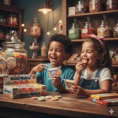 Wacky Wafers 1.2 oz – Assorted Fruit Flavored Sugar Wafers, 4 - Pack Nostalgic Candy Favorite - Tree Treasures