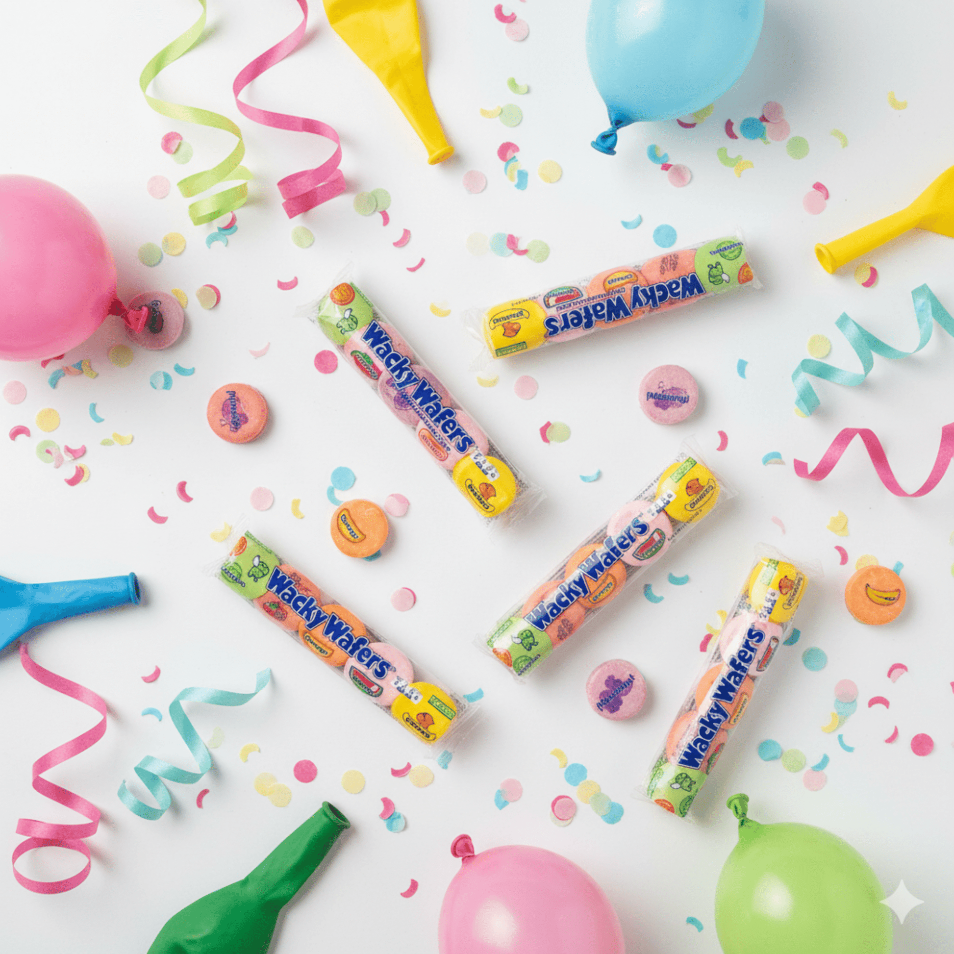 Wacky Wafers 1.2 oz – Assorted Fruit Flavored Sugar Wafers, 4 - Pack Nostalgic Candy Favorite - Tree Treasures