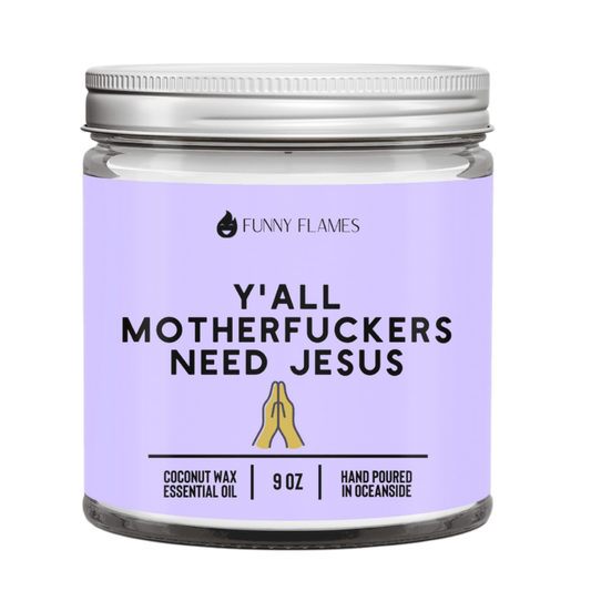 Y’all Need Jesus Candle – 9oz Funny Scented Gift for Friends - Tree Treasures