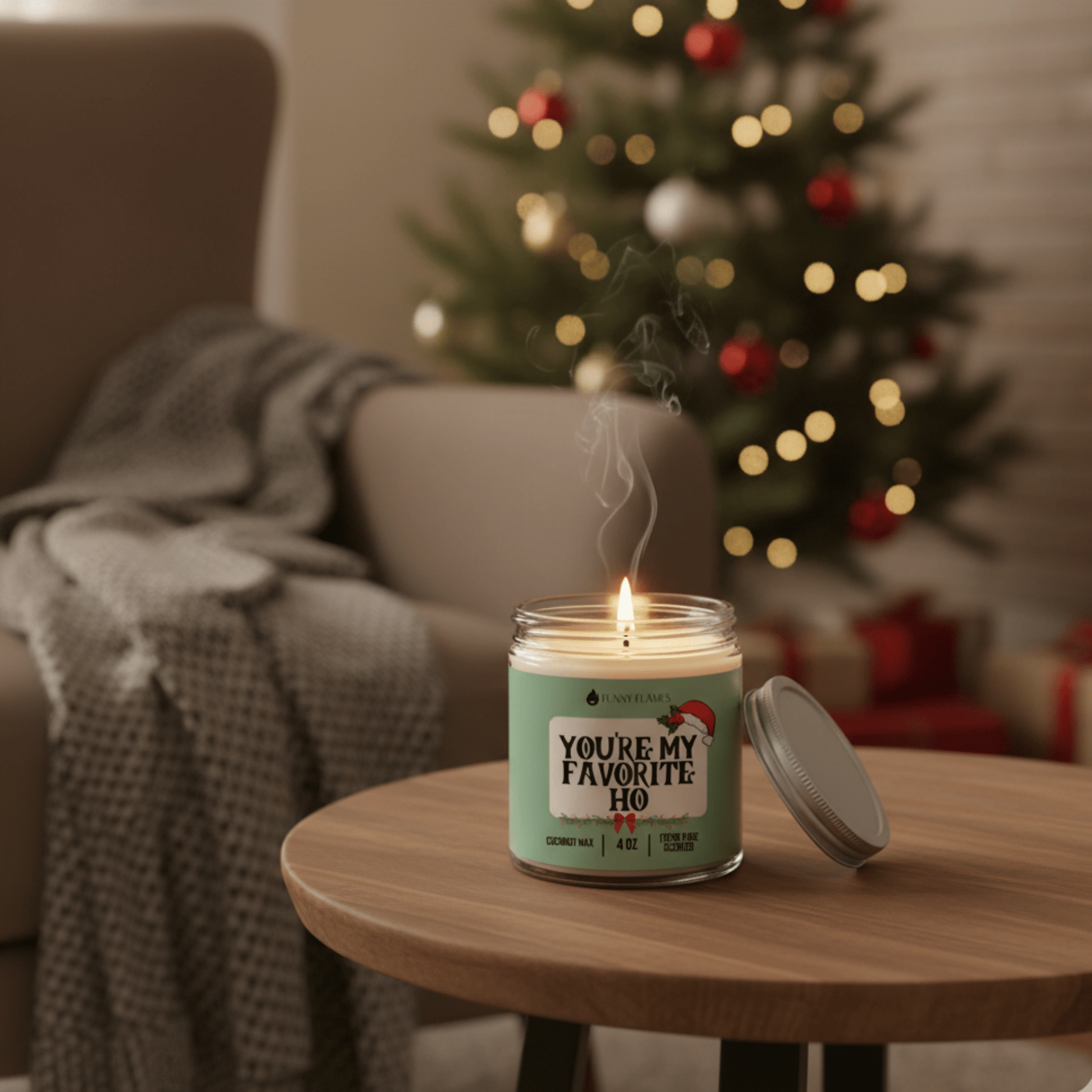 You’re My Favorite Ho Candle – 4oz Fresh Pine Scented Holiday Candle, Funny Christmas Gift - Tree Treasures